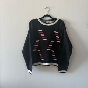 Duet Black and Pink Striped Women's Sweater